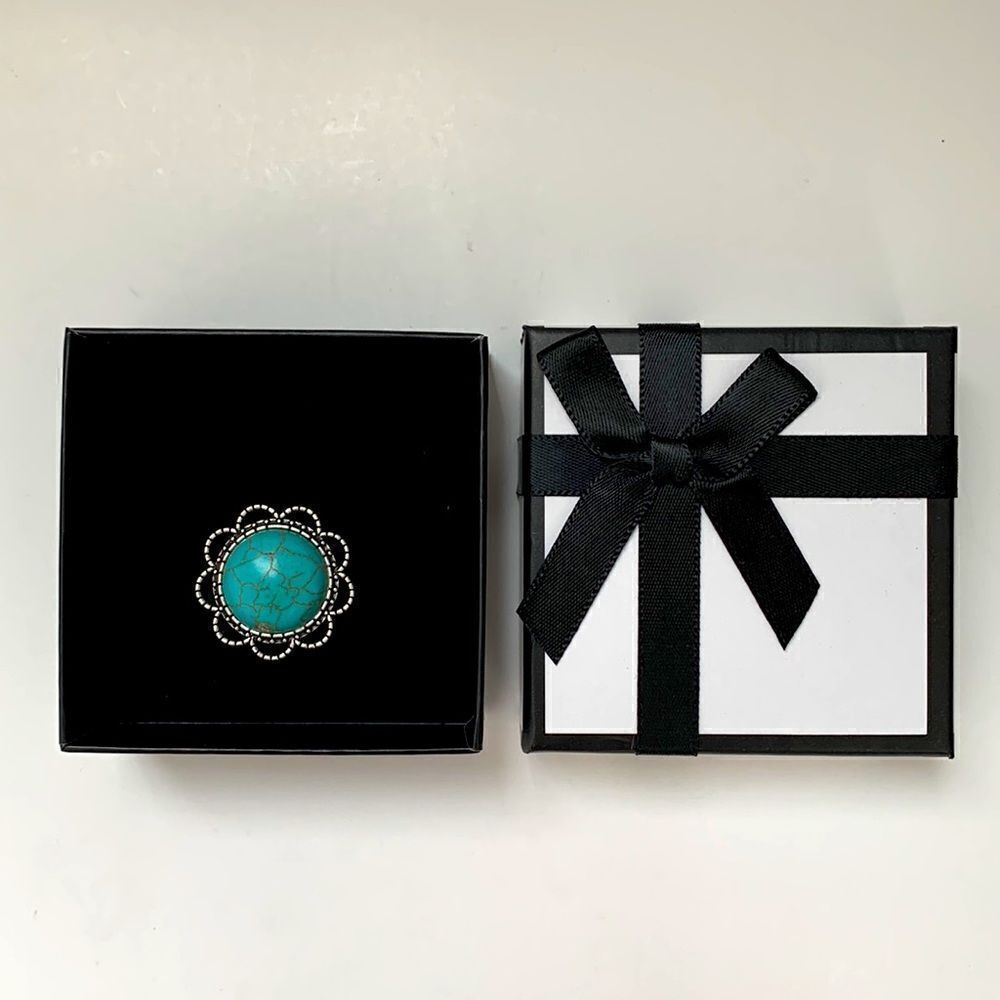 💍Beautiful Genuine Natural Turquoise Gemstone Ring for Women - Picture 6 of 7